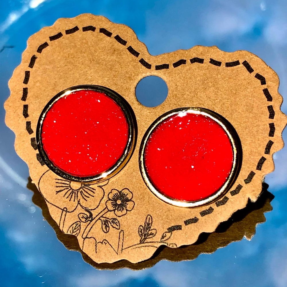 Red Circle Trendy Jewerly Stud Earrings!